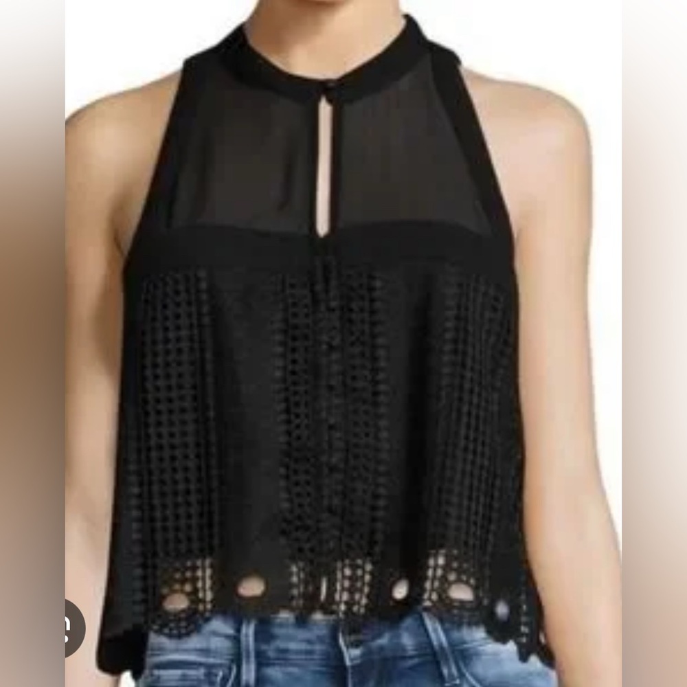 NWT Free People Rory Crochet Black Tank